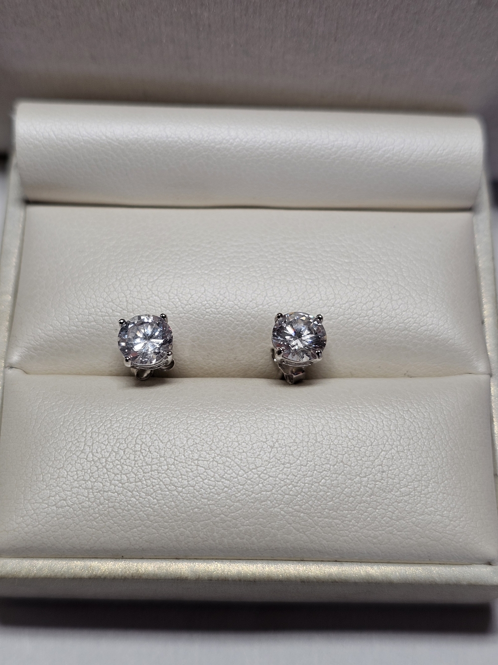 Brilliant White Cubic Zirconia Stud Earrings in Silver-Tone